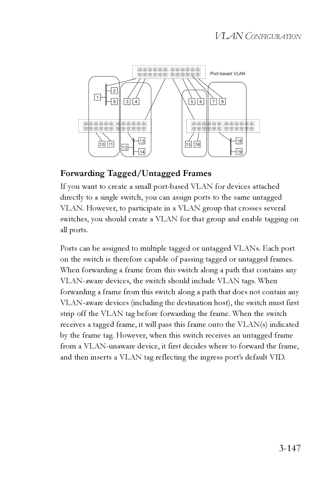 SMC Networks SMC6224M manual 147, Forwarding Tagged/Untagged Frames 