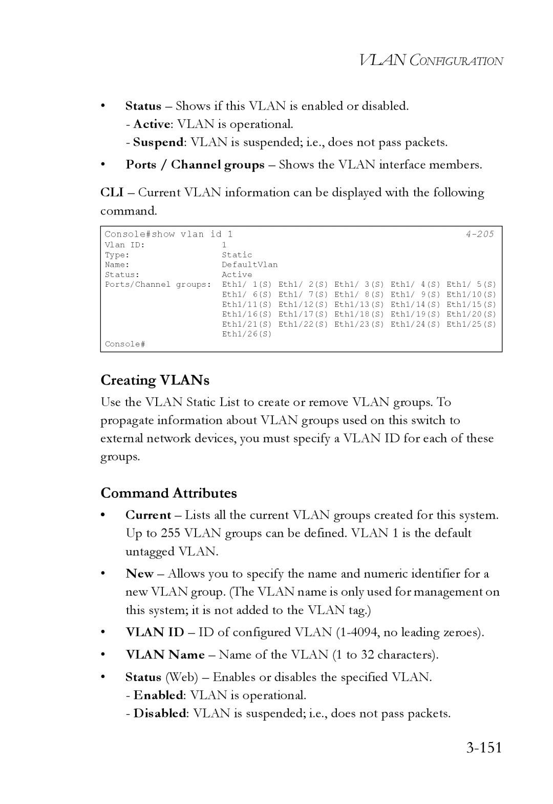 SMC Networks SMC6224M manual 151, Creating VLANs 