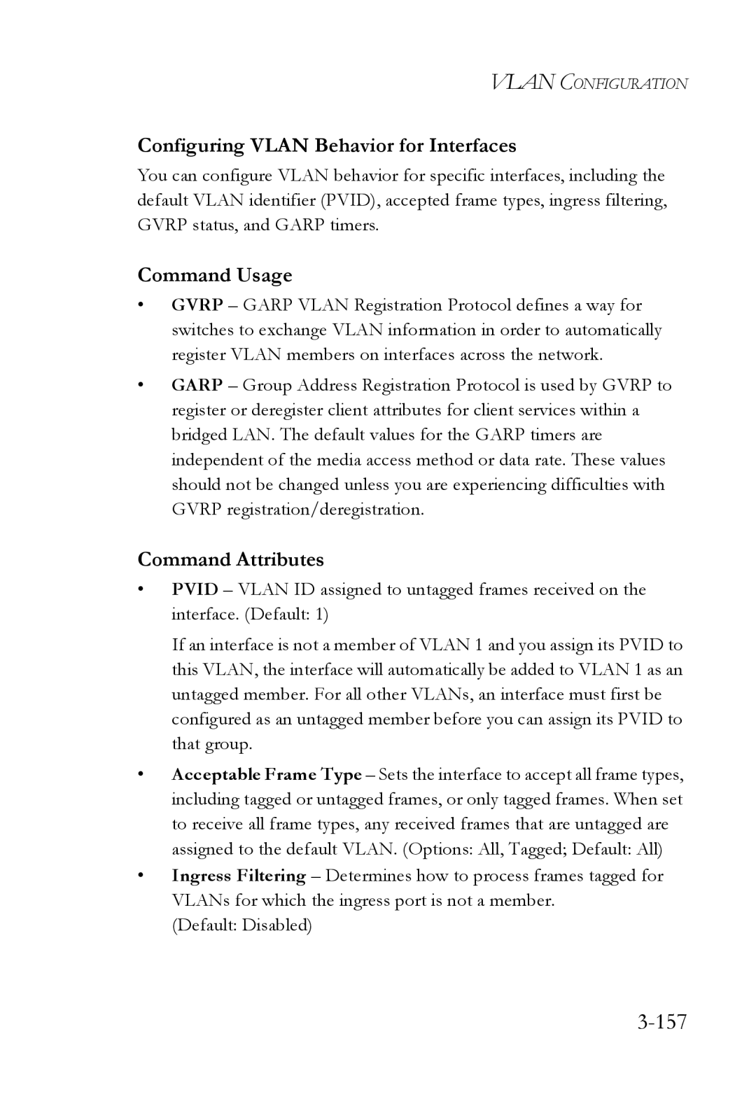 SMC Networks SMC6224M manual 157, Configuring Vlan Behavior for Interfaces 