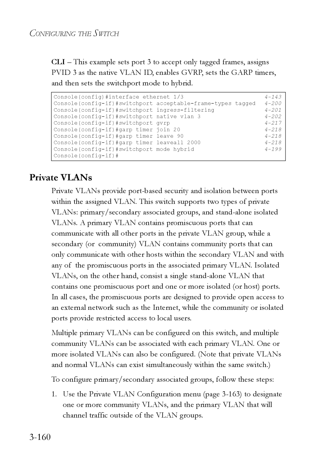 SMC Networks SMC6224M manual Private VLANs, 160 