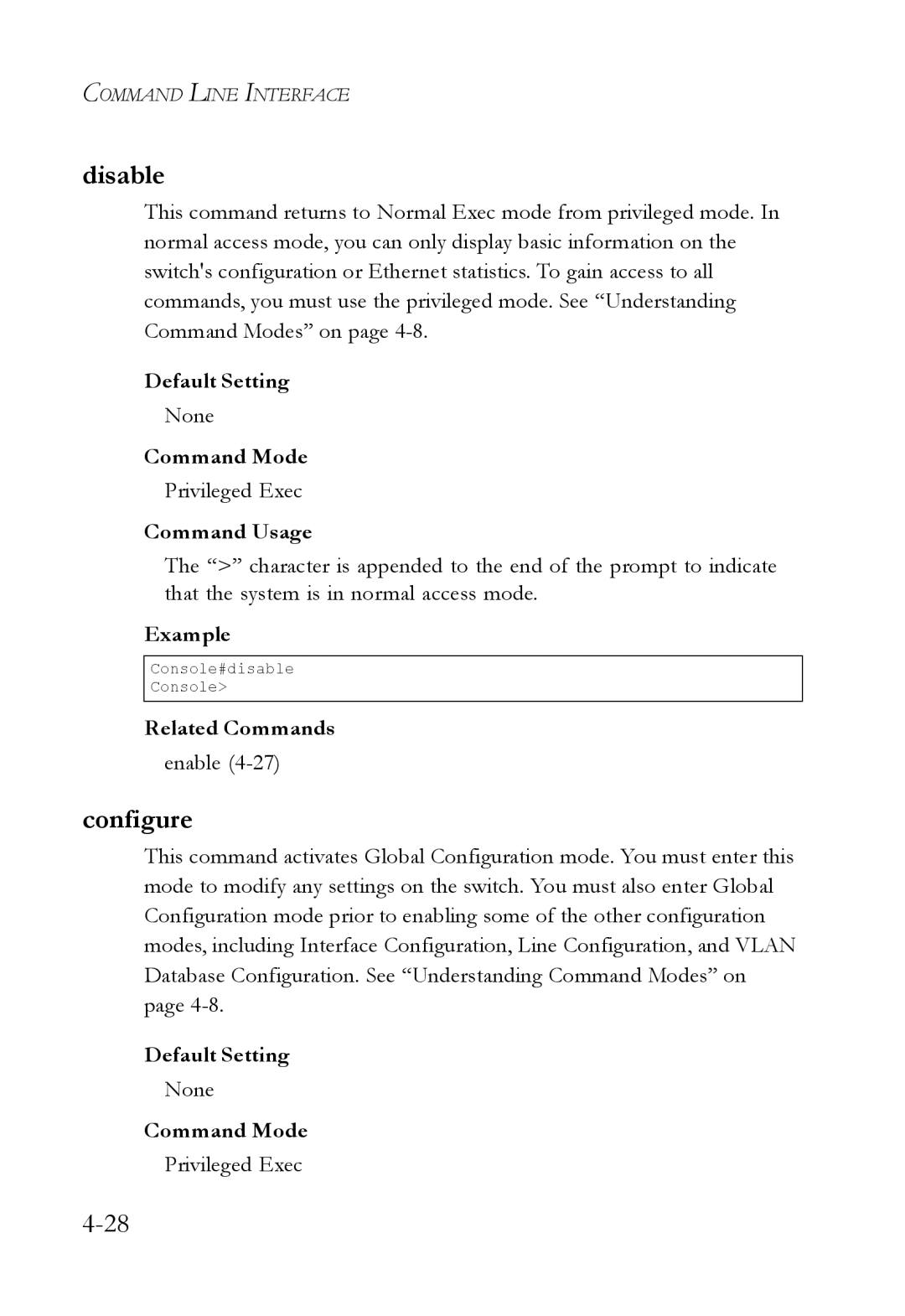 SMC Networks SMC6224M manual Disable, Configure, None 