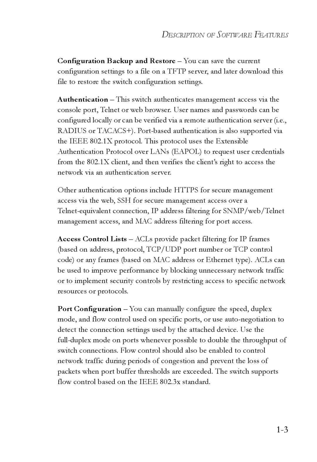 SMC Networks SMC6224M manual Description of Software Features 