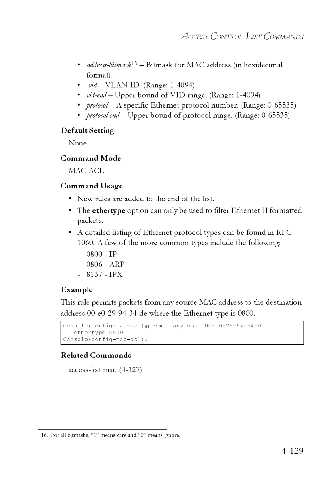 SMC Networks SMC6224M manual Mac Acl 