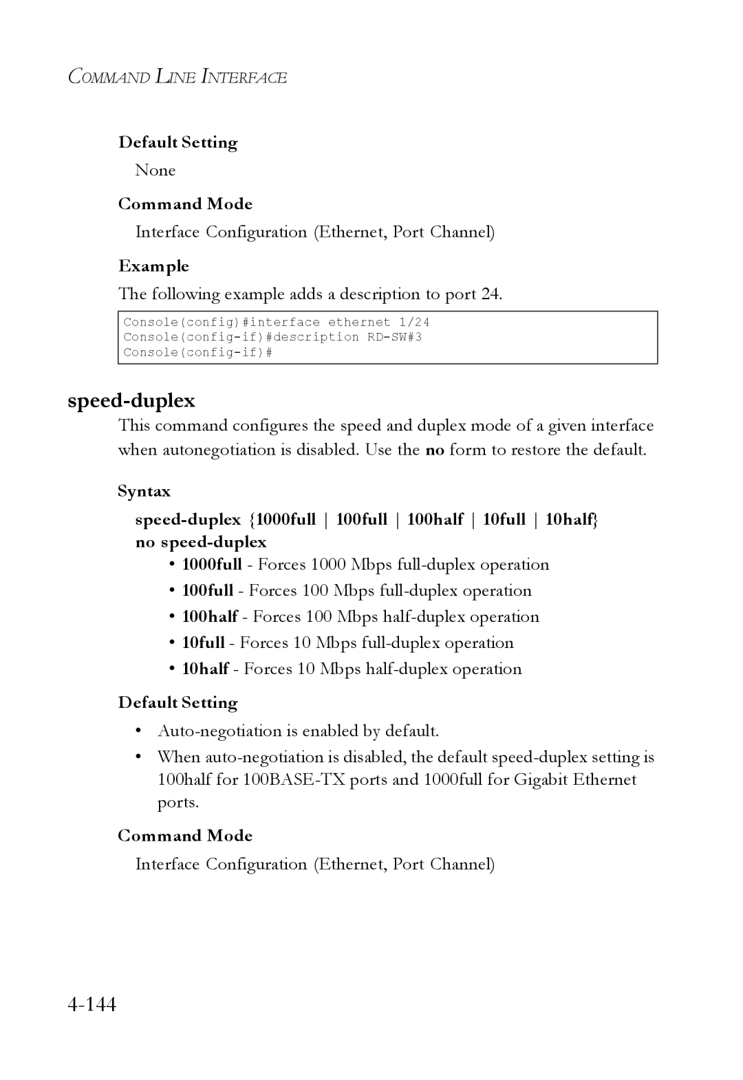 SMC Networks SMC6224M manual Speed-duplex, Interface Configuration Ethernet, Port Channel 