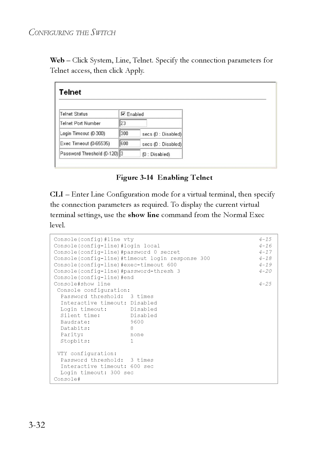 SMC Networks SMC6224M manual Enabling Telnet 