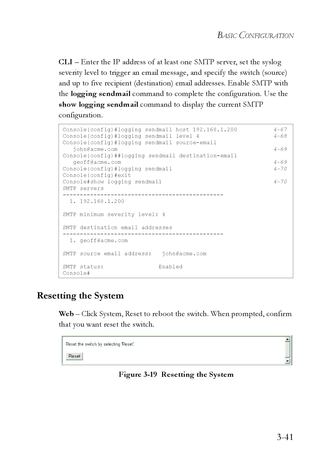 SMC Networks SMC6224M manual Resetting the System 