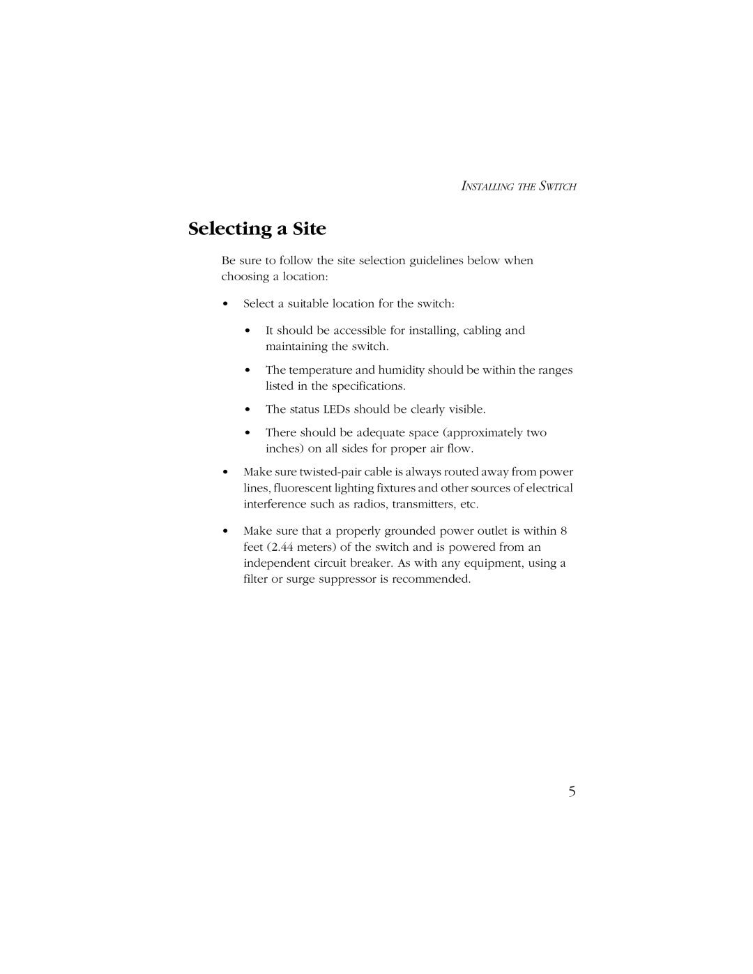 SMC Networks SMC6405TX manual Selecting a Site 