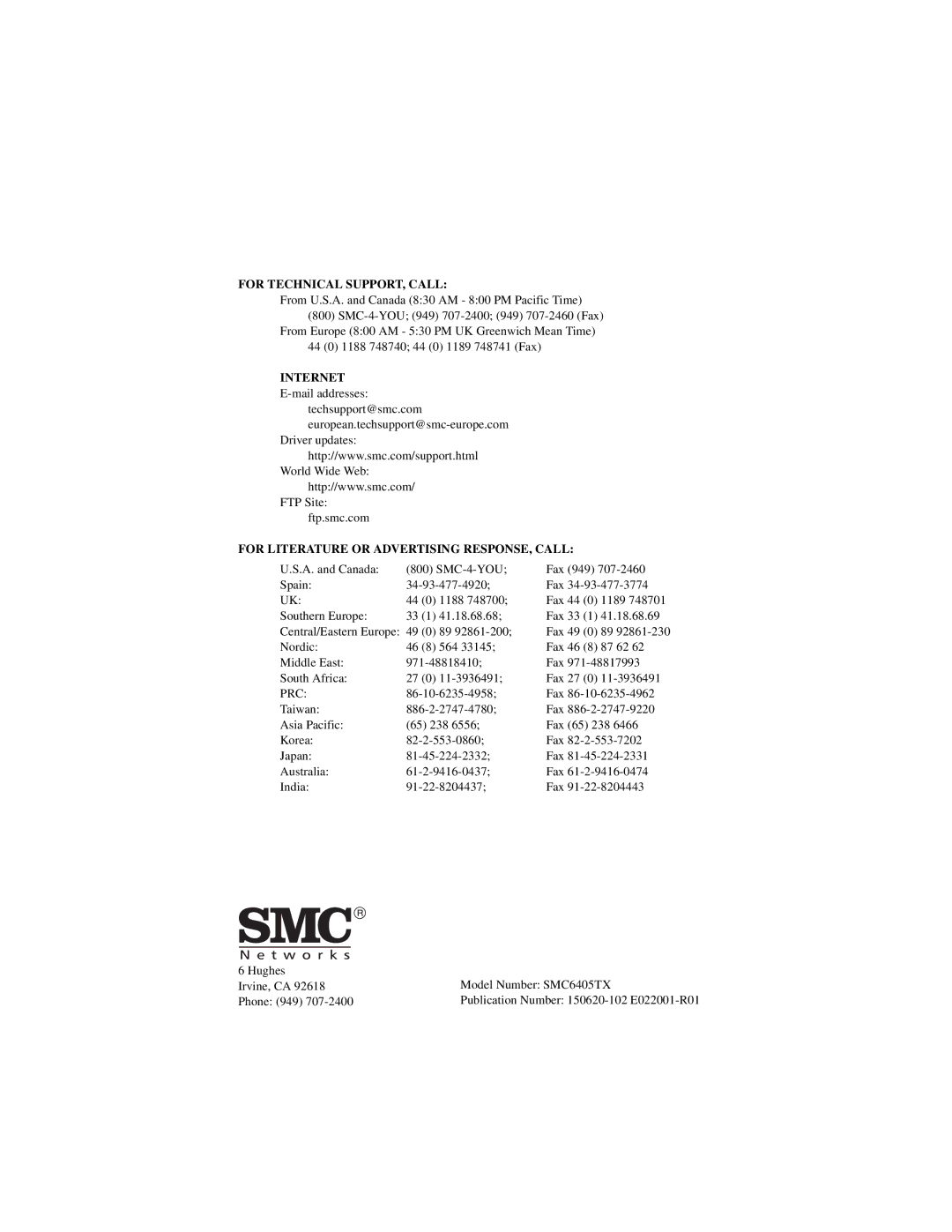 SMC Networks SMC6405TX manual Internet 