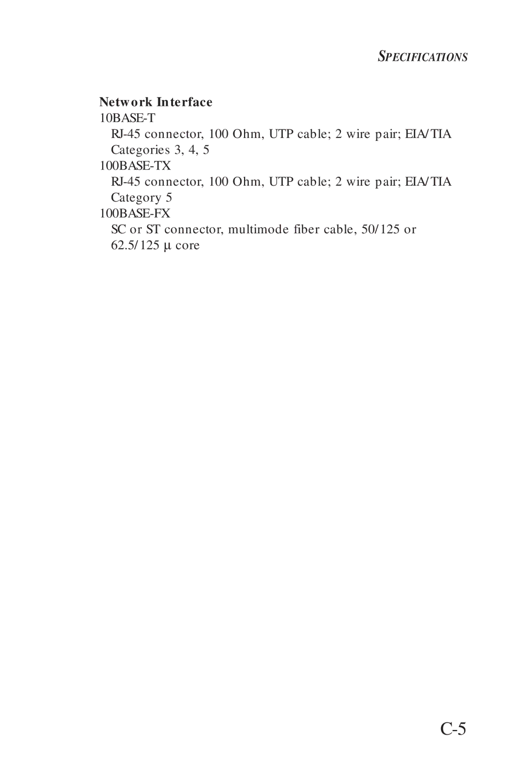 SMC Networks SMC6608M, SMC6608T manual 100BASE-FX 