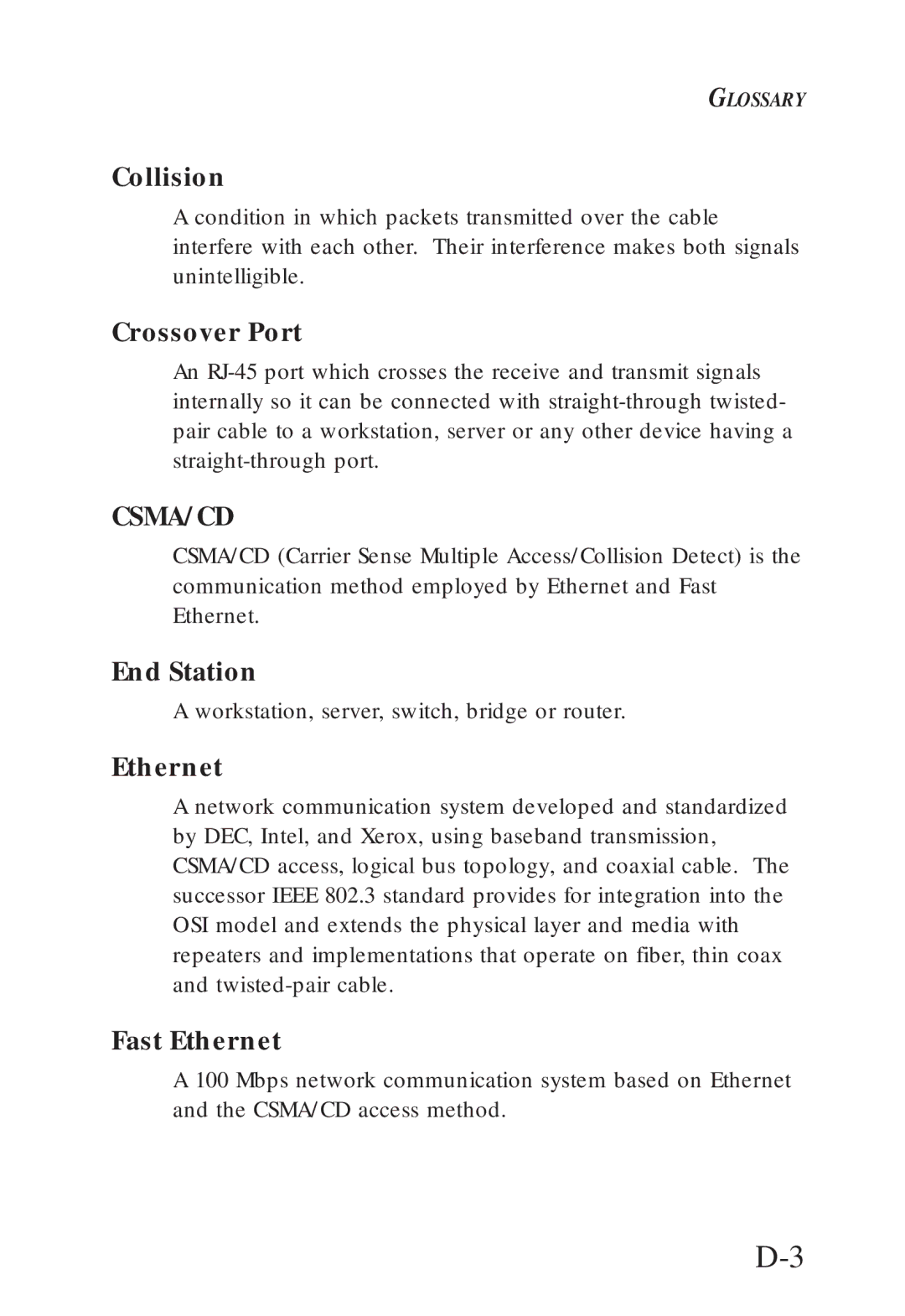 SMC Networks SMC6608M, SMC6608T manual Collision, Crossover Port, End Station, Fast Ethernet 