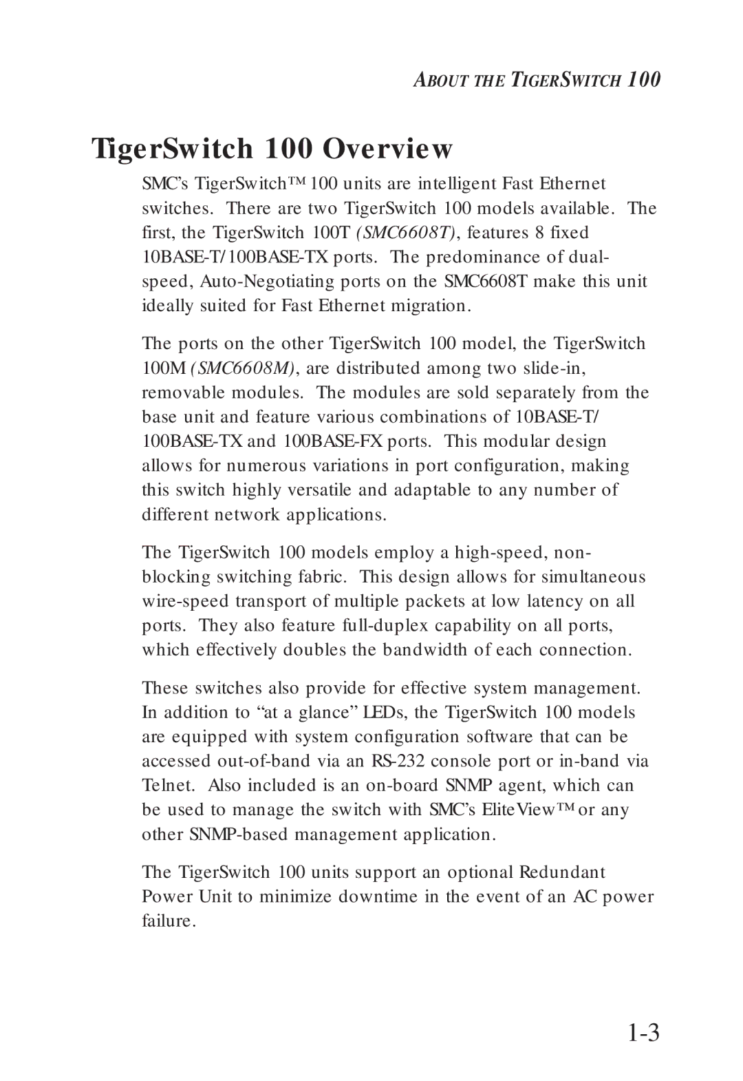 SMC Networks SMC6608M, SMC6608T manual TigerSwitch 100 Overview 