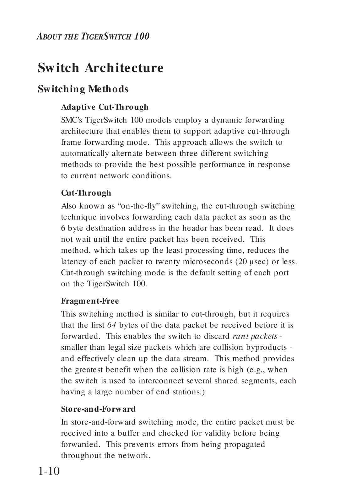 SMC Networks SMC6608T, SMC6608M manual Switch Architecture, Switching Methods 