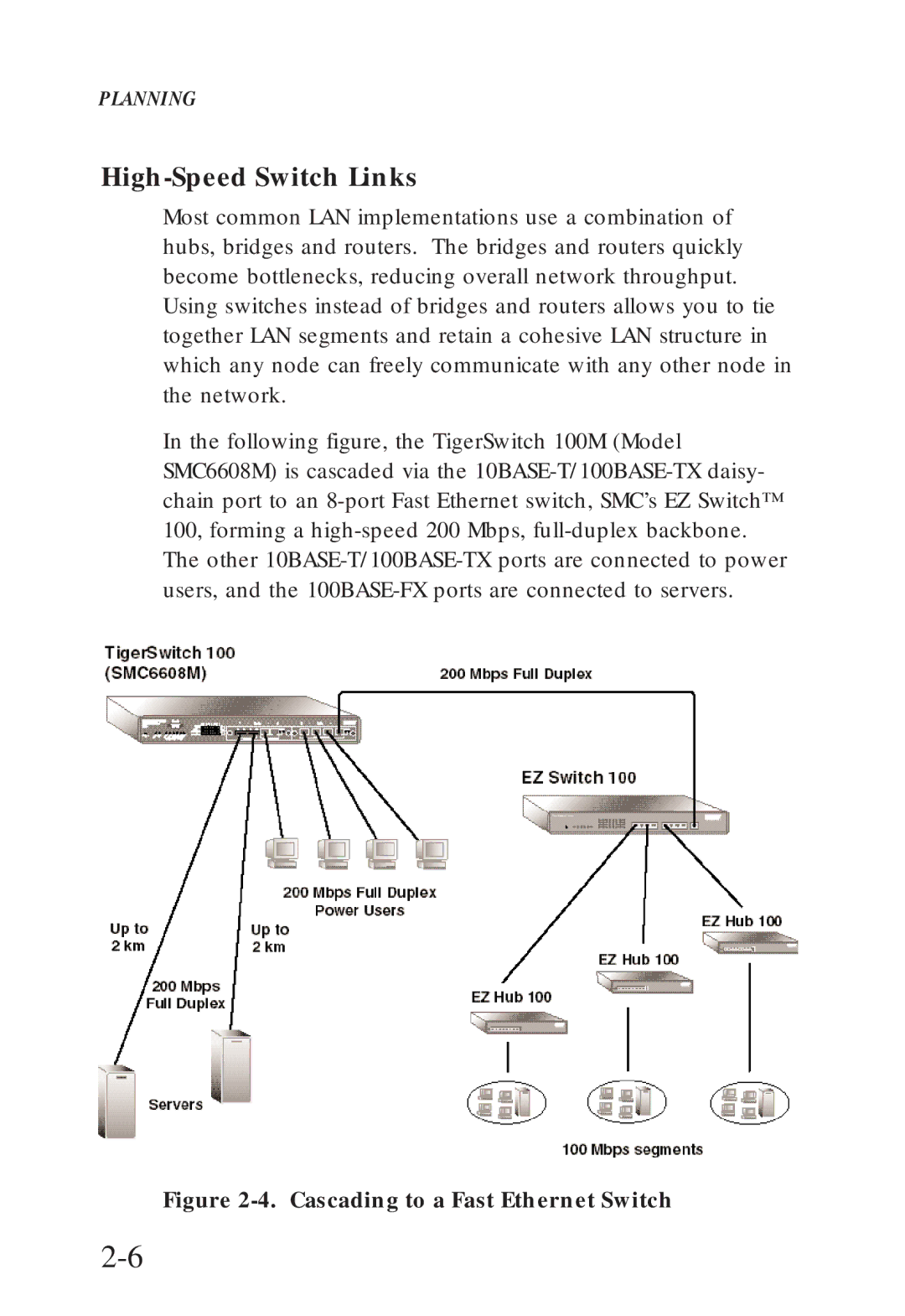 SMC Networks SMC6608T, SMC6608M manual High-Speed Switch Links, Cascading to a Fast Ethernet Switch 