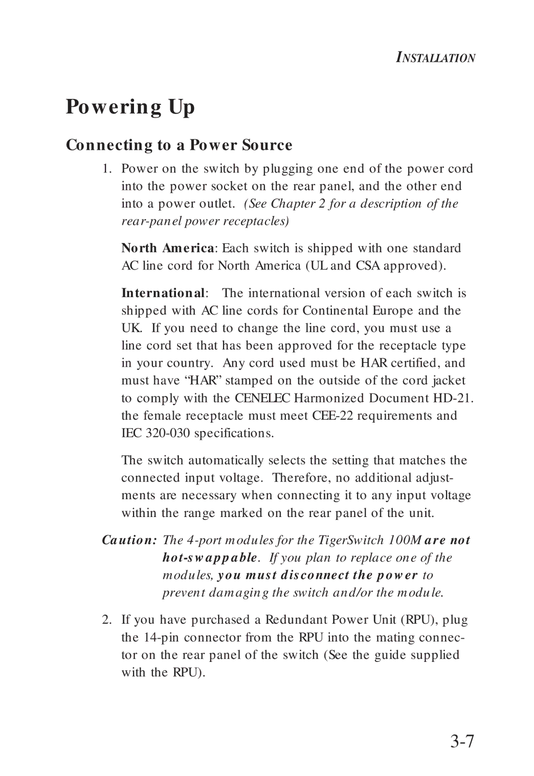 SMC Networks SMC6608M, SMC6608T manual Powering Up, Connecting to a Power Source 