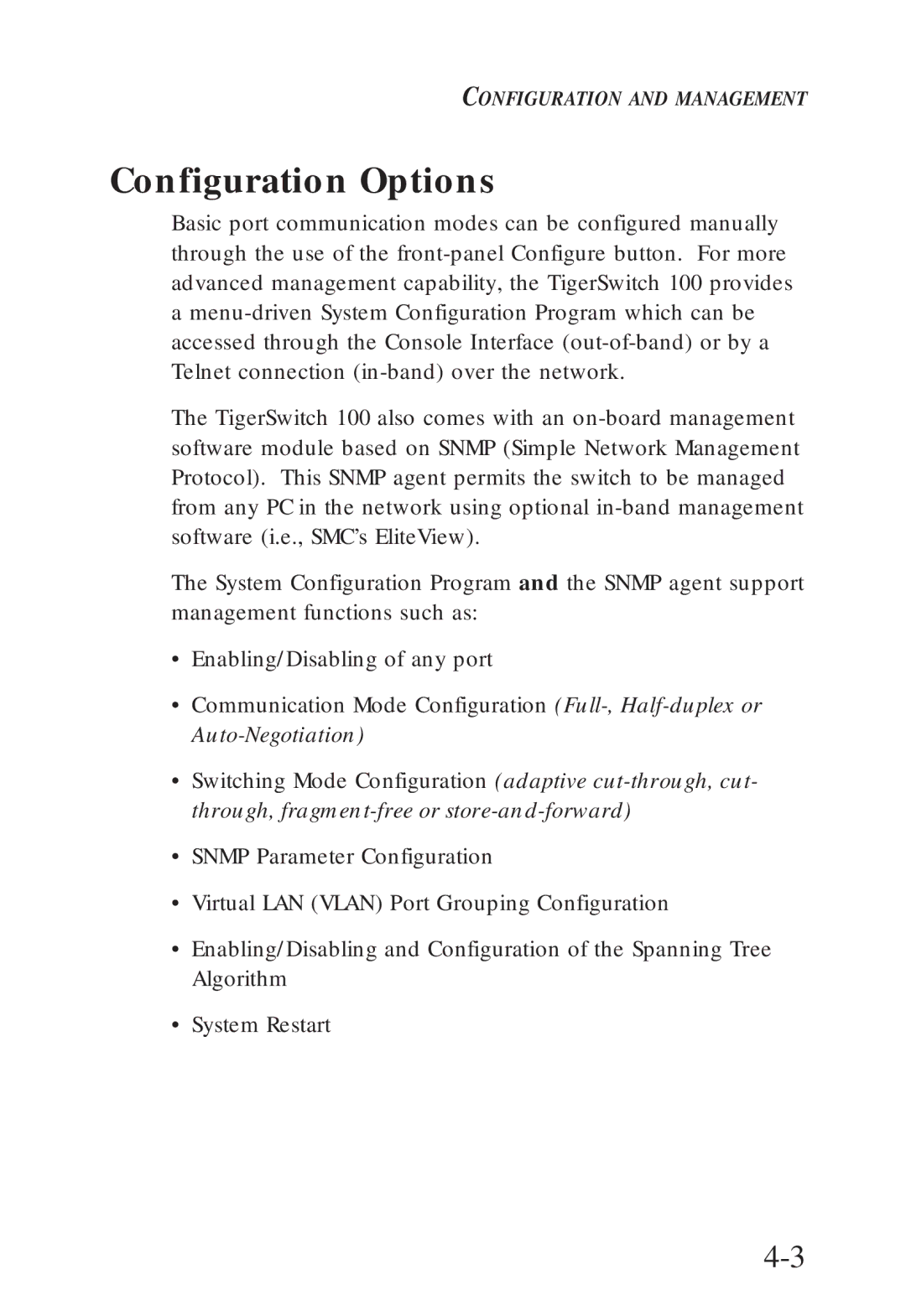 SMC Networks SMC6608M, SMC6608T manual Configuration Options 