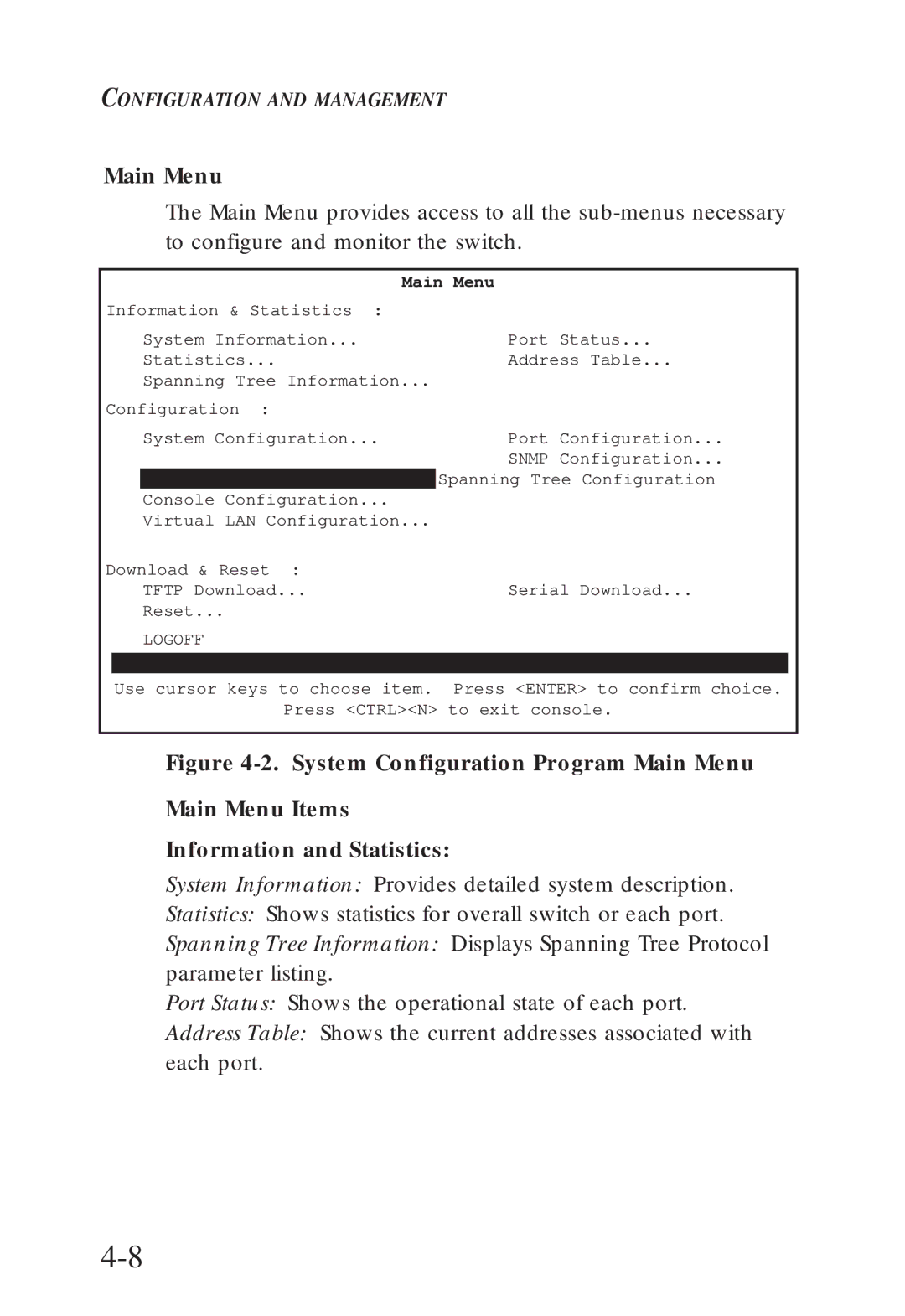 SMC Networks SMC6608T, SMC6608M manual Main Menu 