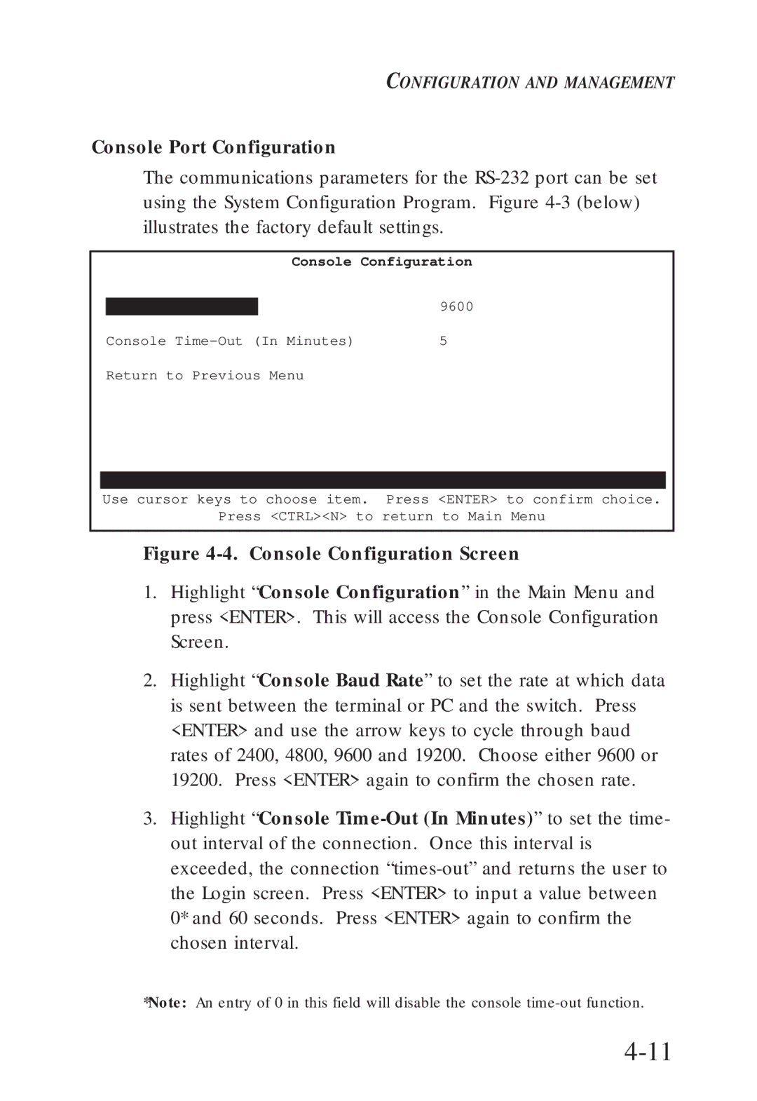 SMC Networks SMC6608M, SMC6608T manual Console Port Configuration, Console Configuration 