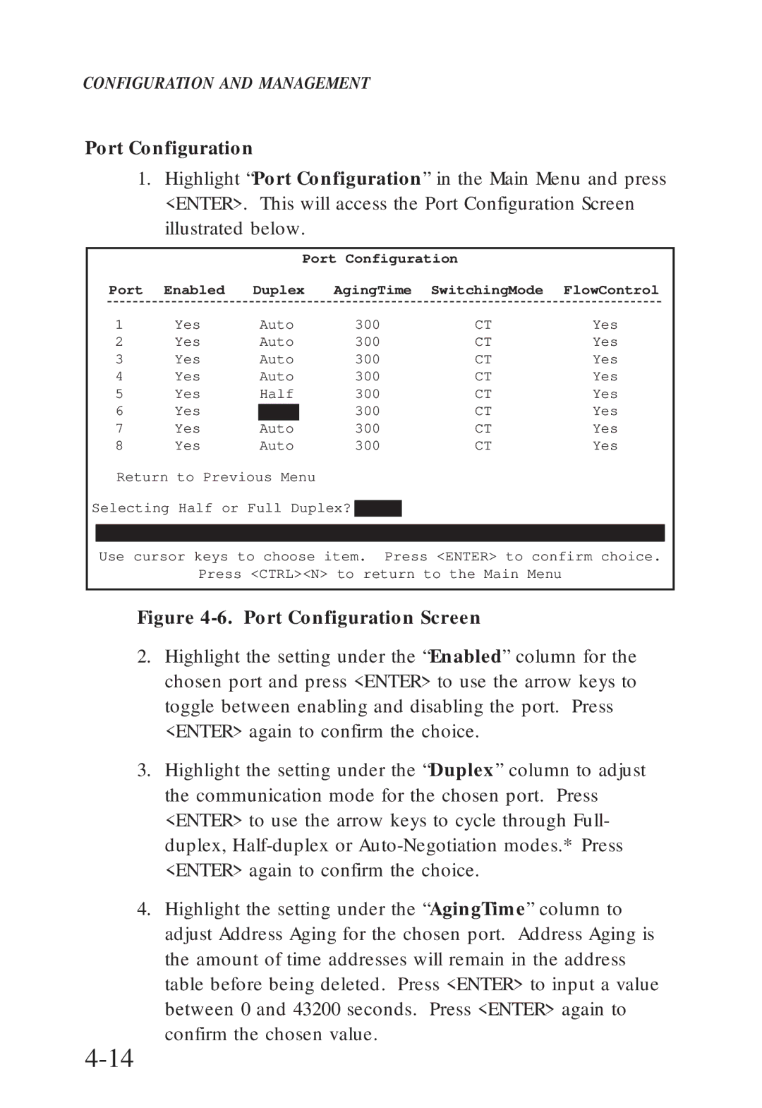 SMC Networks SMC6608T, SMC6608M manual Port Configuration Screen 