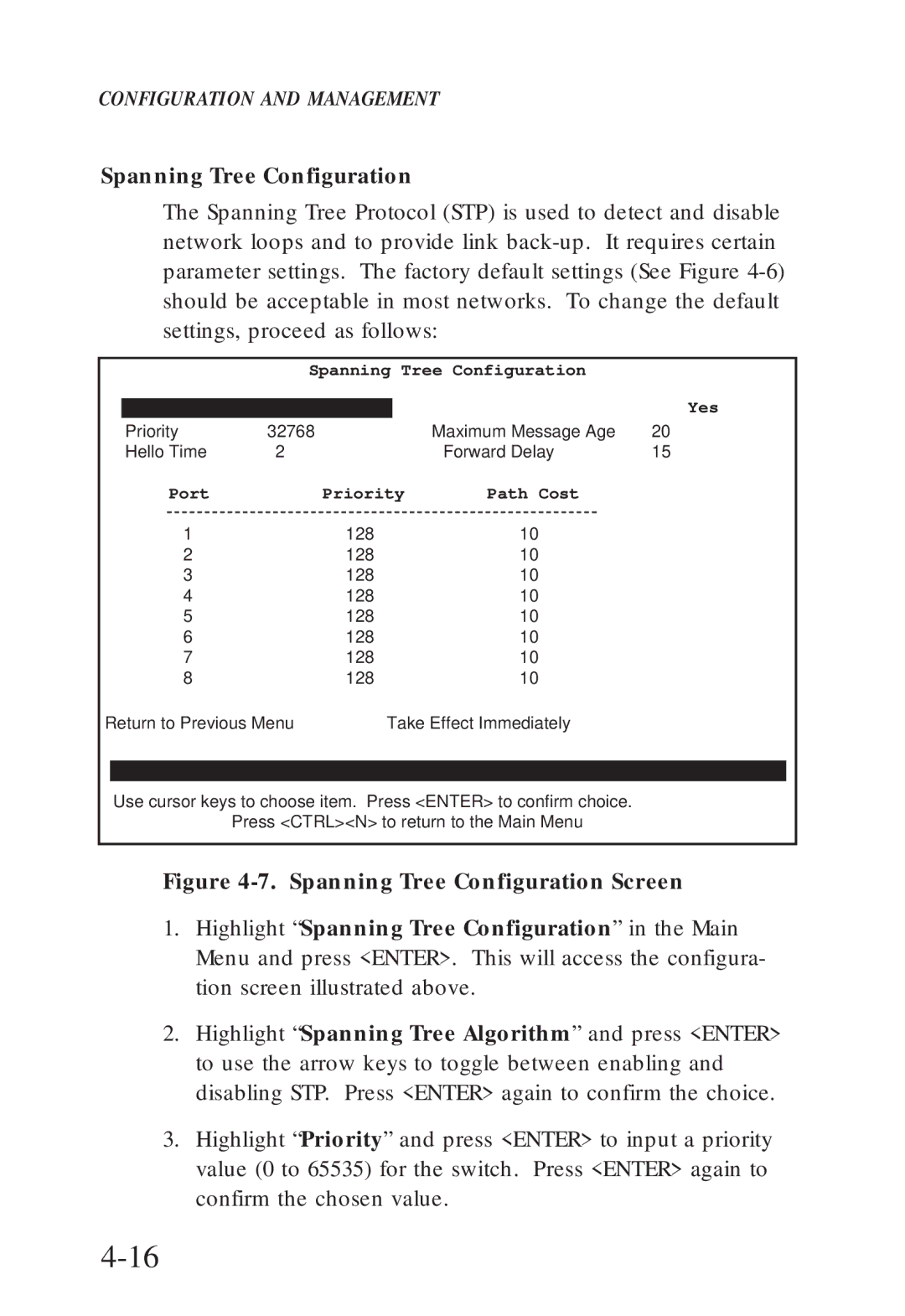 SMC Networks SMC6608T, SMC6608M manual Spanning Tree Configuration Yes, Port Priority Path Cost 