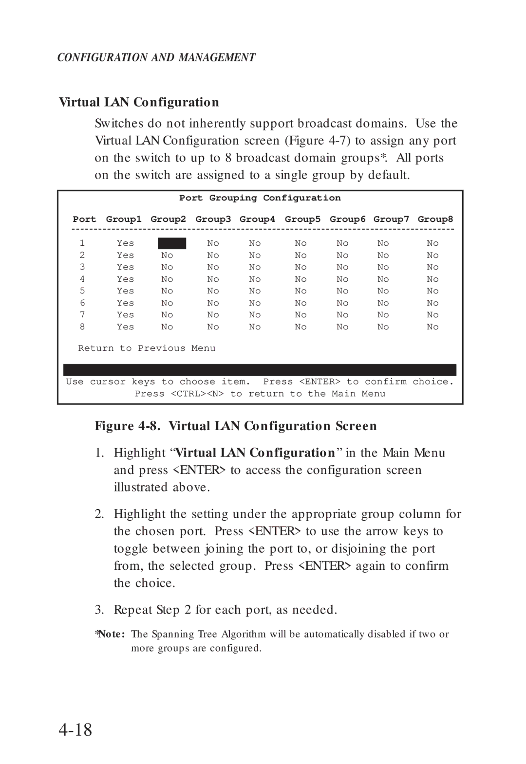 SMC Networks SMC6608T, SMC6608M manual Virtual LAN Configuration Screen 