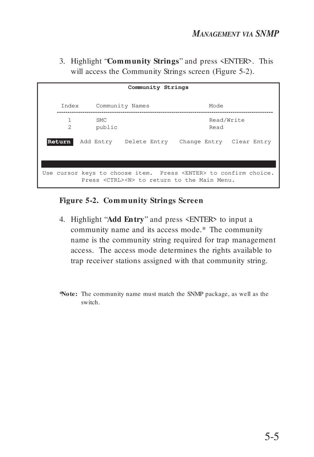 SMC Networks SMC6608M, SMC6608T manual Community Strings Screen 