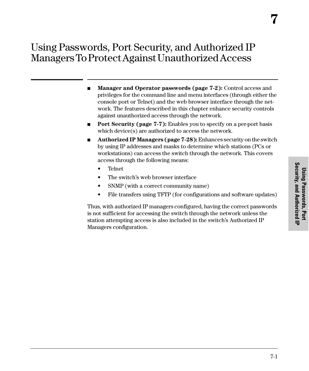 SMC Networks SMC6624M manual Security, and Authorized Using Passwords, Port 