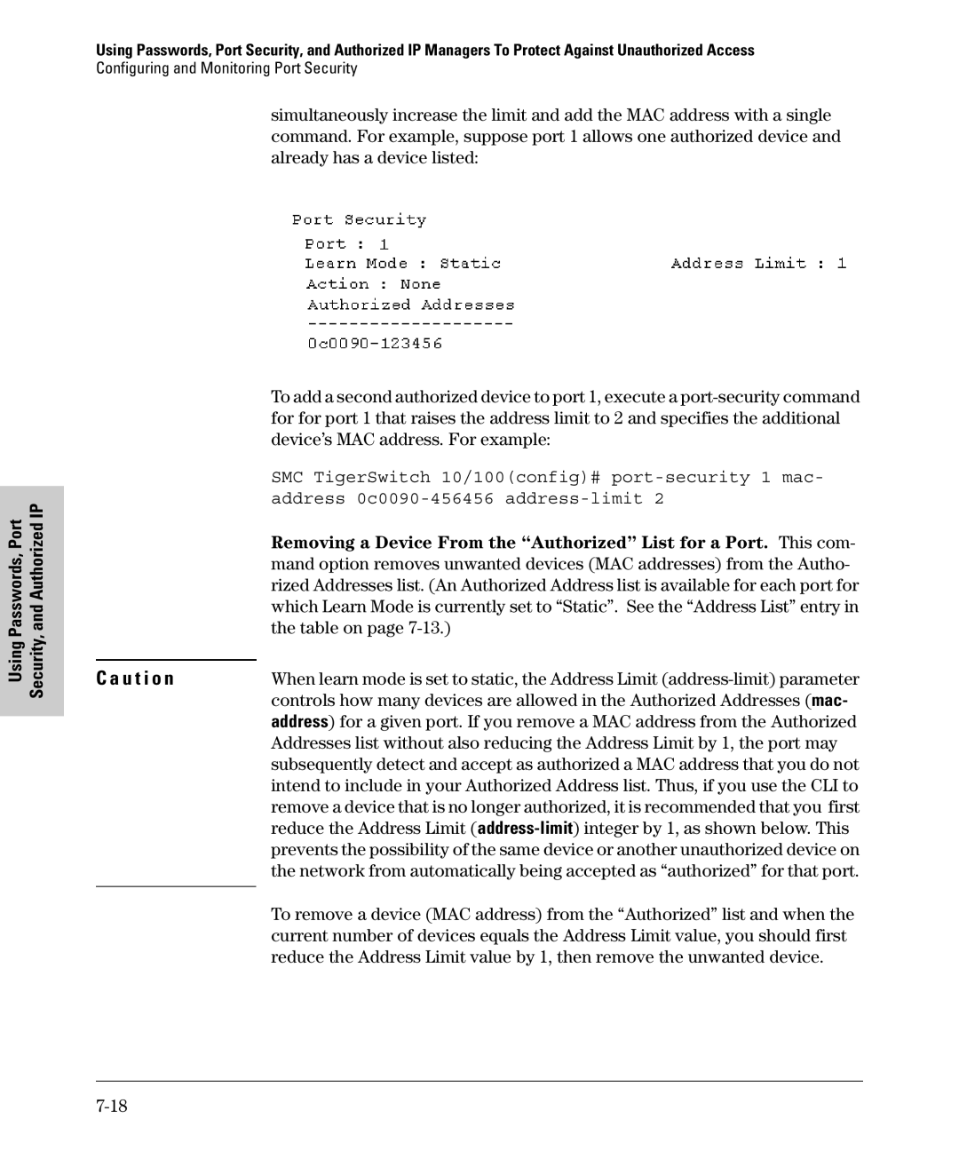 SMC Networks SMC6624M manual Device’s MAC address. For example, Table on 