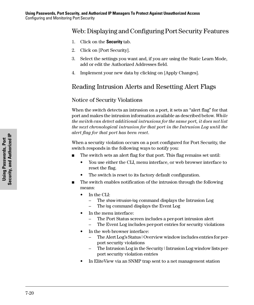 SMC Networks SMC6624M manual Web Displaying and Configuring Port Security Features 