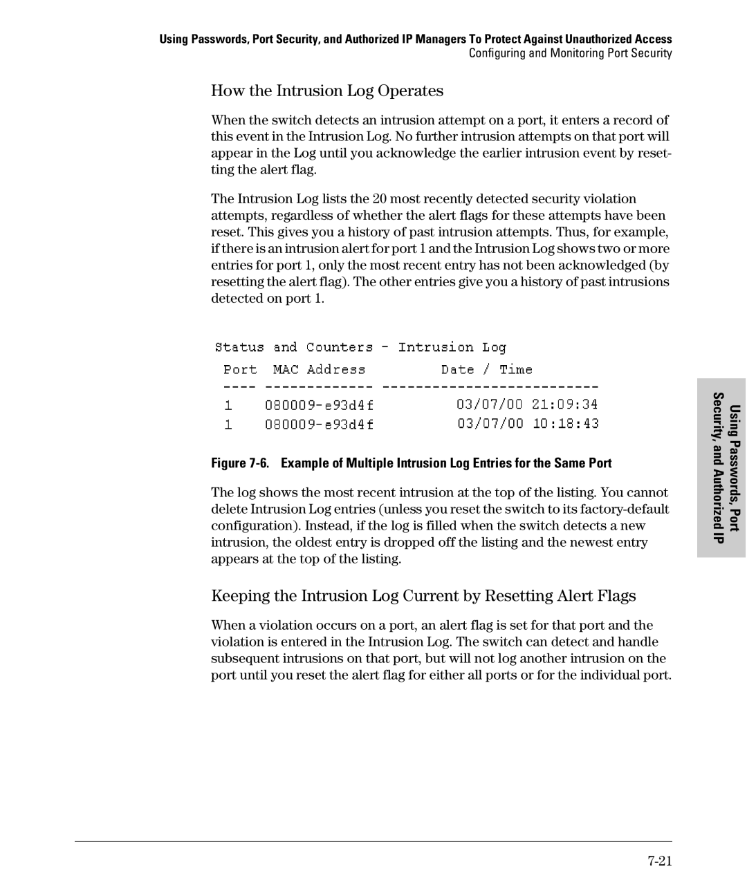 SMC Networks SMC6624M manual How the Intrusion Log Operates, Keeping the Intrusion Log Current by Resetting Alert Flags 