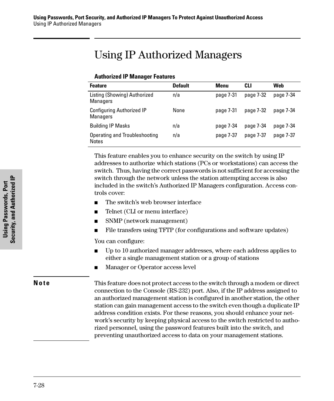 SMC Networks SMC6624M manual Using IP Authorized Managers, Authorized IP Manager Features 