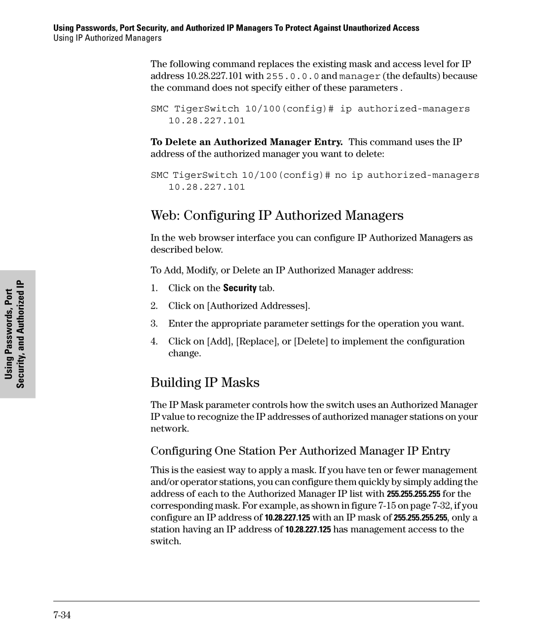 SMC Networks SMC6624M manual Web Configuring IP Authorized Managers, Building IP Masks 