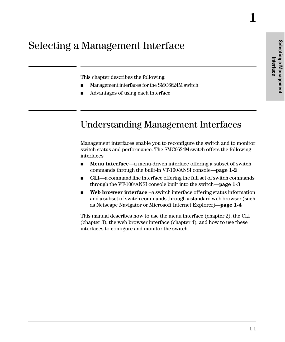 SMC Networks SMC6624M manual Understanding Management Interfaces 