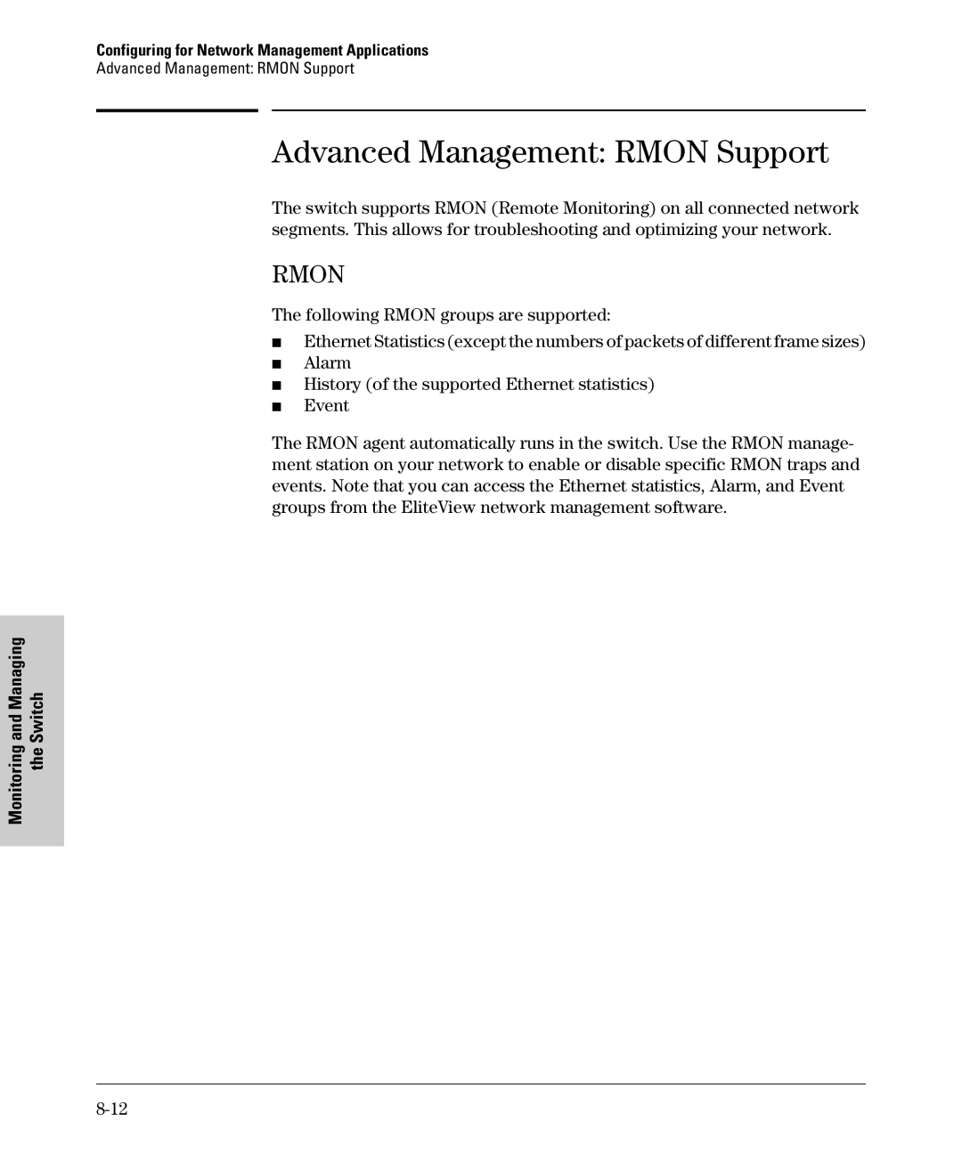 SMC Networks SMC6624M manual Advanced Management Rmon Support 