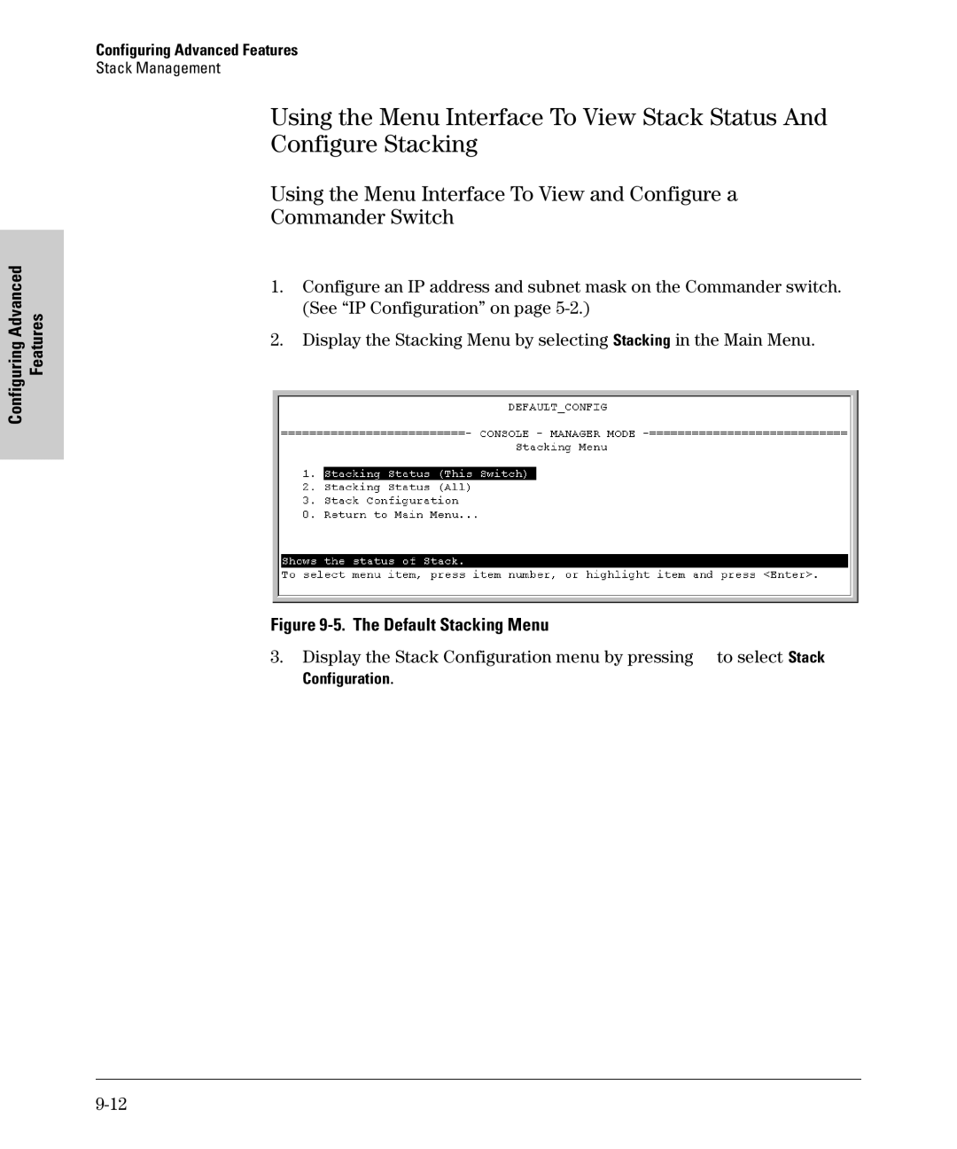 SMC Networks SMC6624M manual Default Stacking Menu 