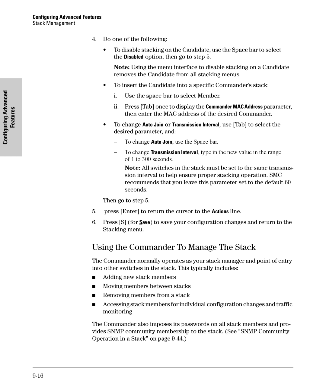 SMC Networks SMC6624M manual Using the Commander To Manage The Stack 