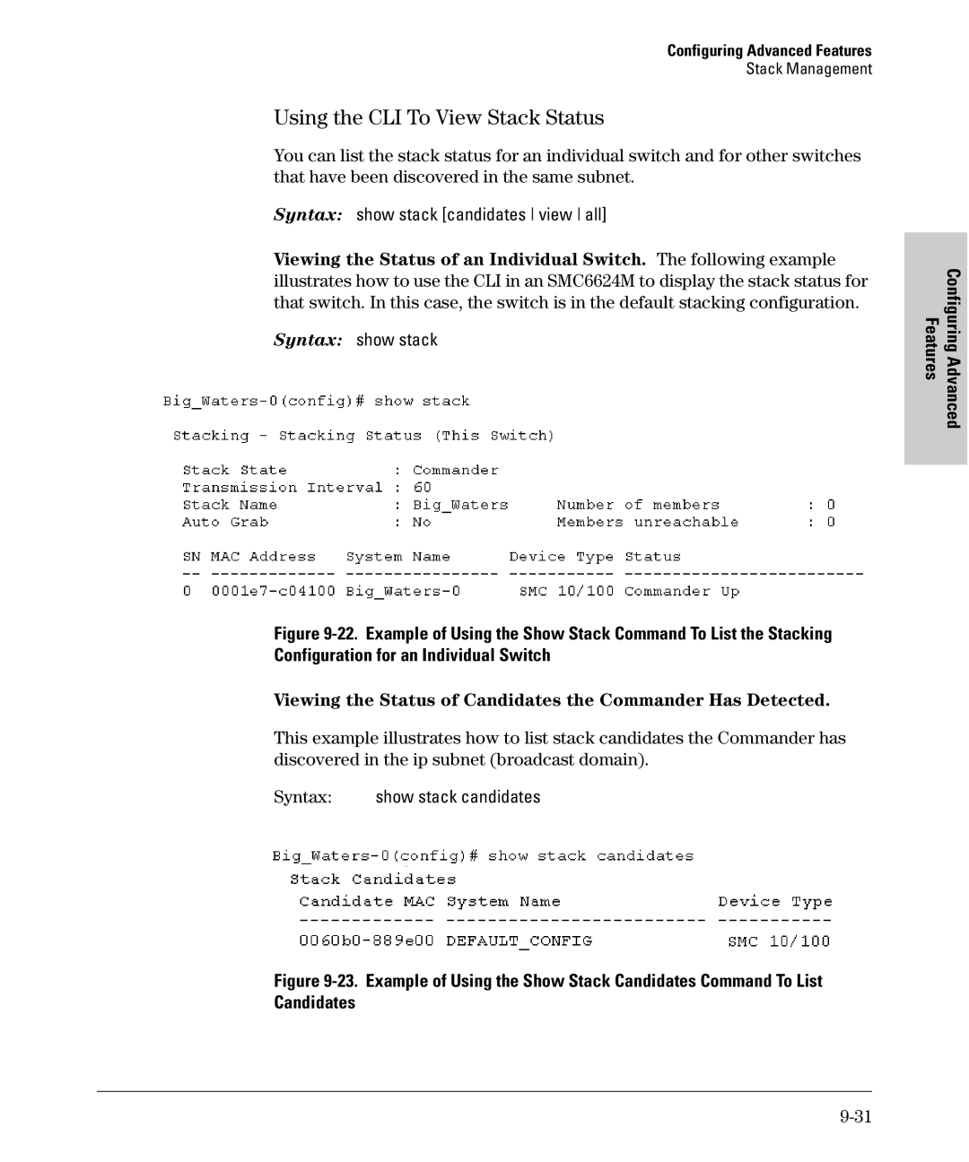 SMC Networks SMC6624M Using the CLI To View Stack Status, Viewing the Status of Candidates the Commander Has Detected 