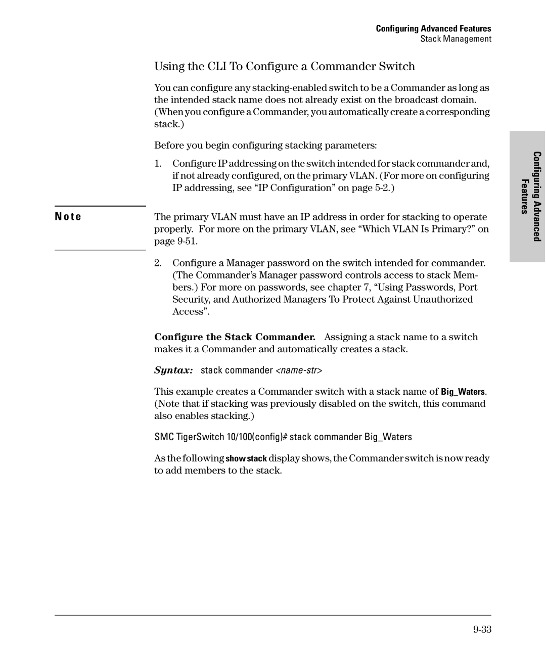 SMC Networks SMC6624M manual Using the CLI To Configure a Commander Switch 