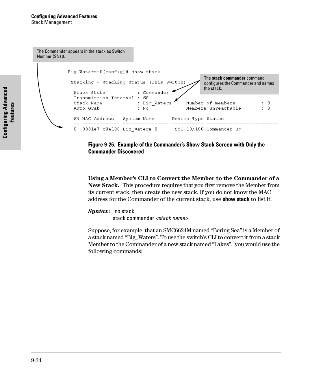 SMC Networks SMC6624M manual Syntax no stack 