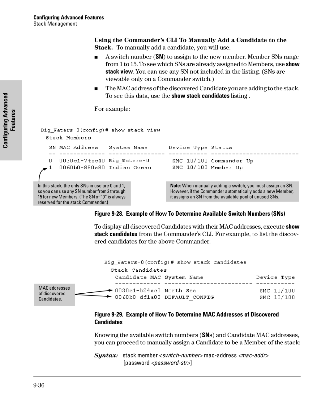 SMC Networks SMC6624M manual Using the Commander’s CLI To Manually Add a Candidate to 