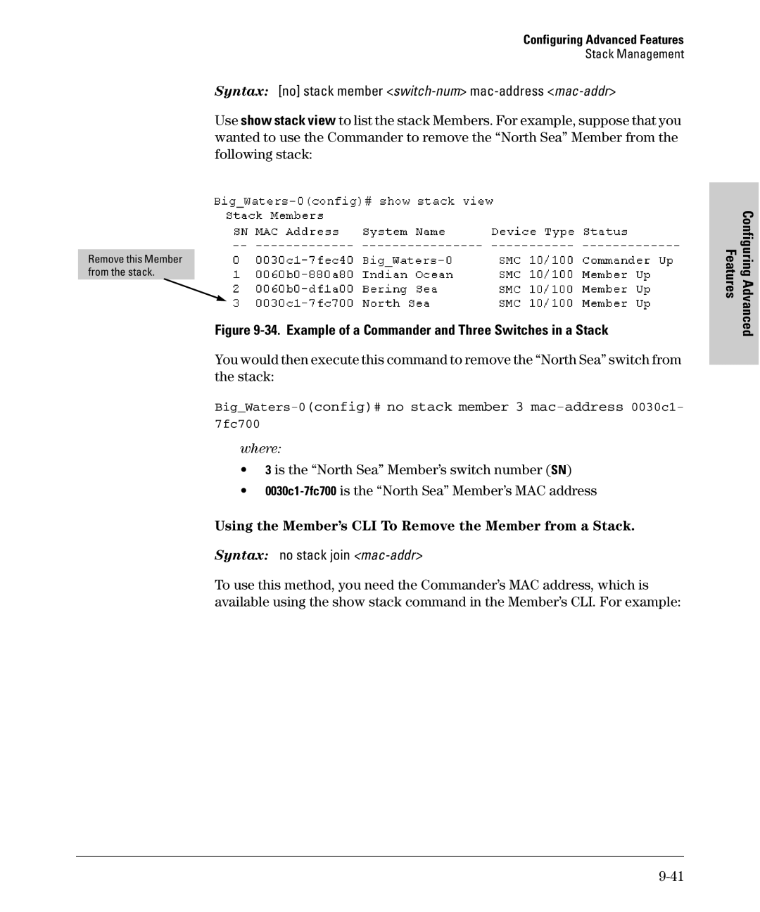 SMC Networks SMC6624M manual BigWaters-0config#no stack member 3 mac-address 0030c1 