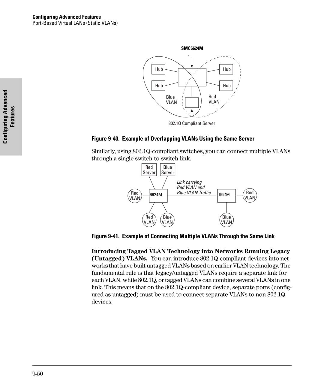 SMC Networks SMC6624M manual Example of Overlapping VLANs Using the Same Server 