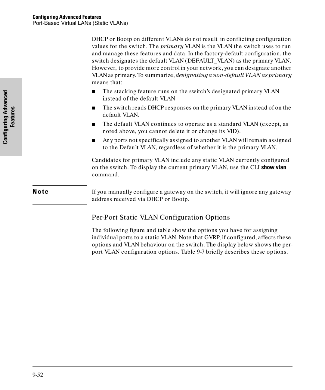 SMC Networks SMC6624M manual Per-Port Static Vlan Configuration Options, Address received via Dhcp or Bootp 