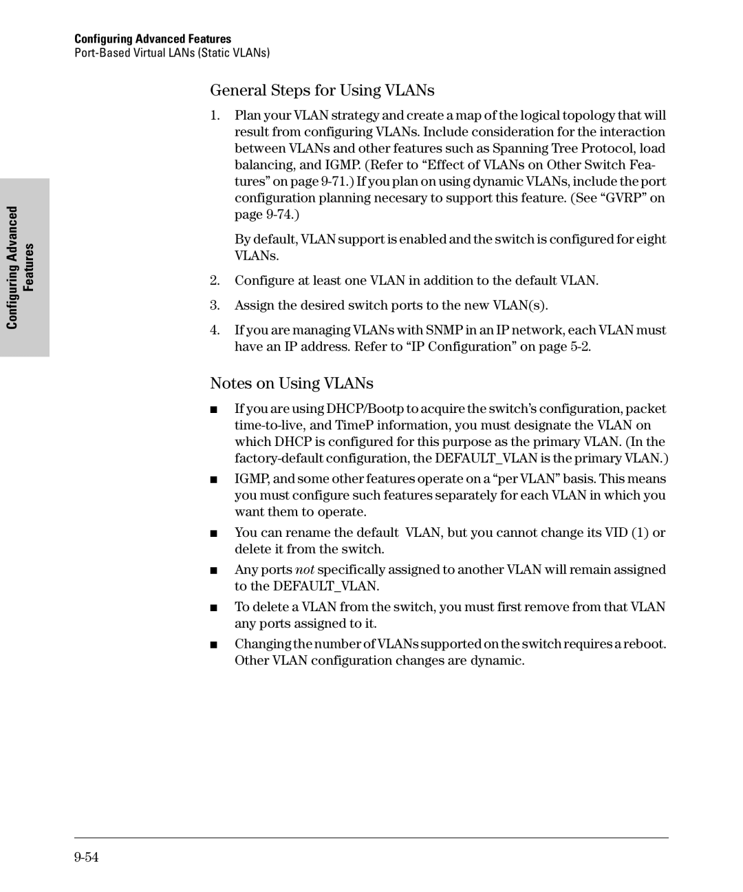 SMC Networks SMC6624M manual General Steps for Using VLANs 