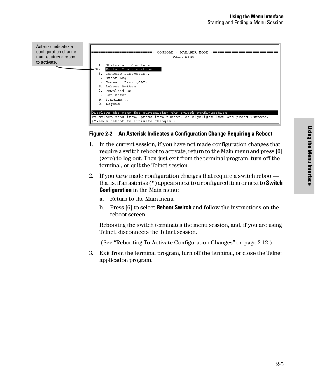 SMC Networks SMC6624M manual Using the Menu Interface 