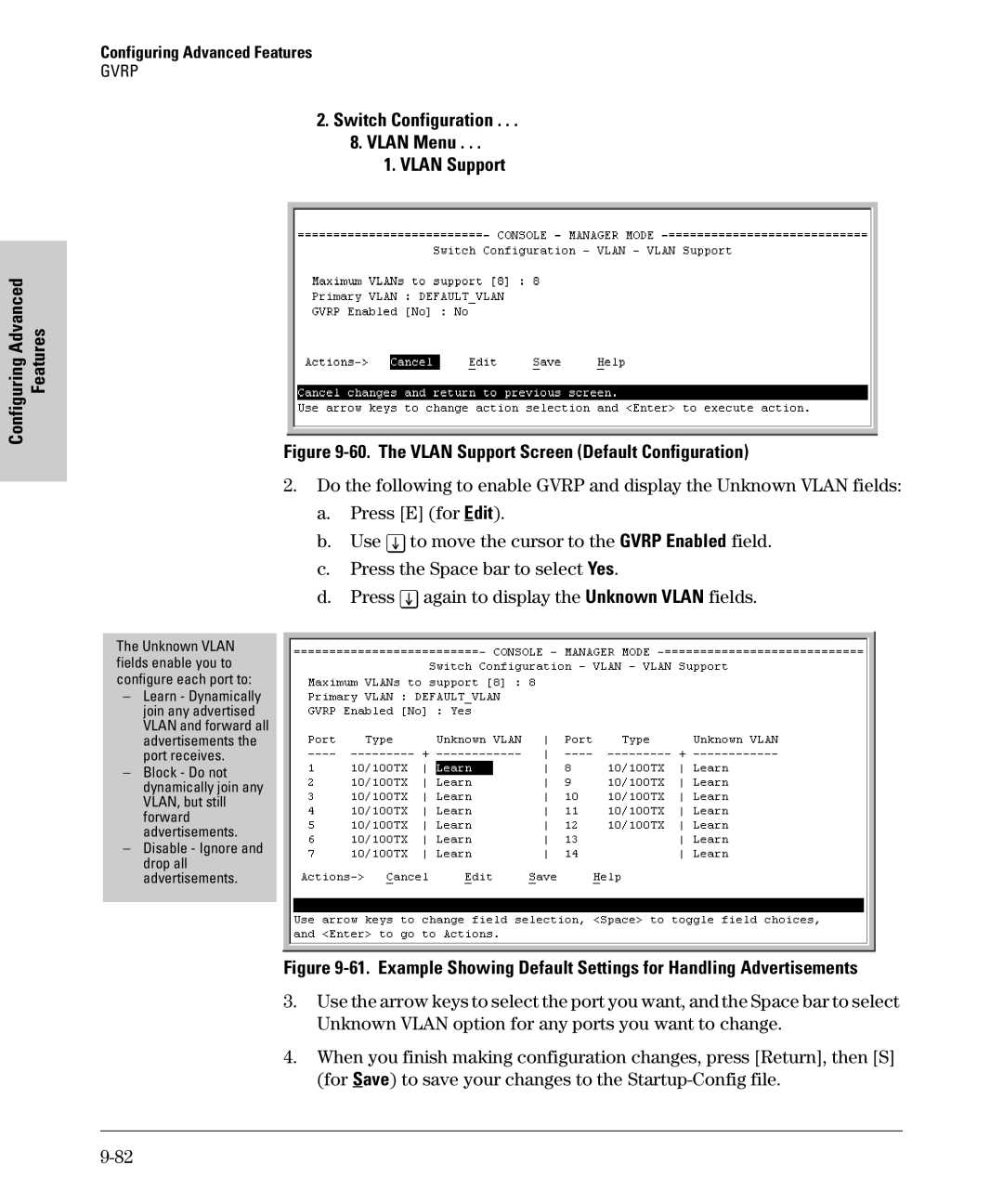 SMC Networks SMC6624M manual The Vlan Support Screen Default Configuration 