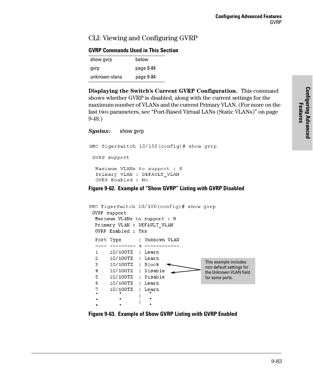 SMC Networks SMC6624M manual CLI Viewing and Configuring Gvrp, Gvrp Commands Used in This Section 