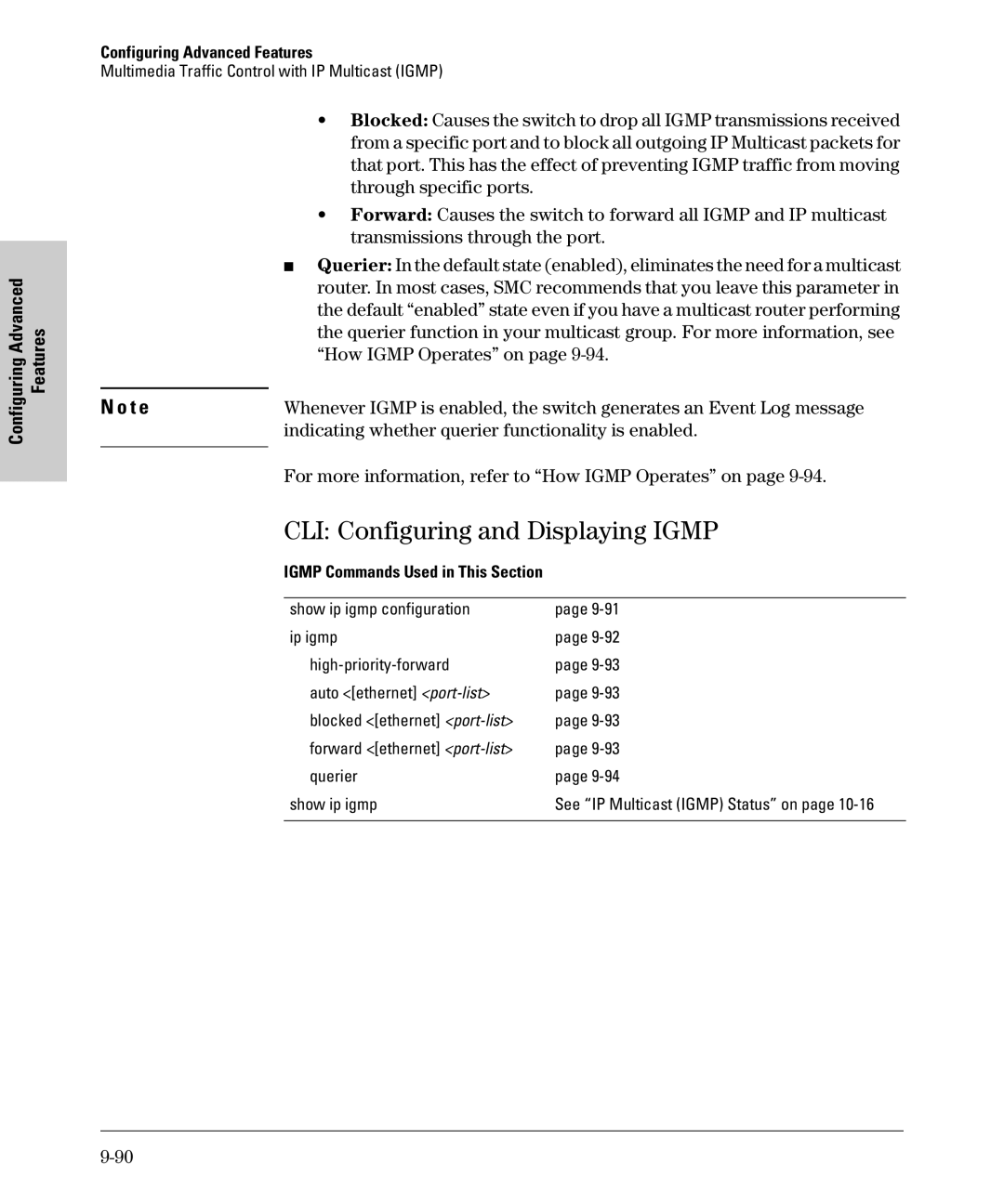 SMC Networks SMC6624M manual CLI Configuring and Displaying Igmp, How Igmp Operates on, Igmp Commands Used in This Section 