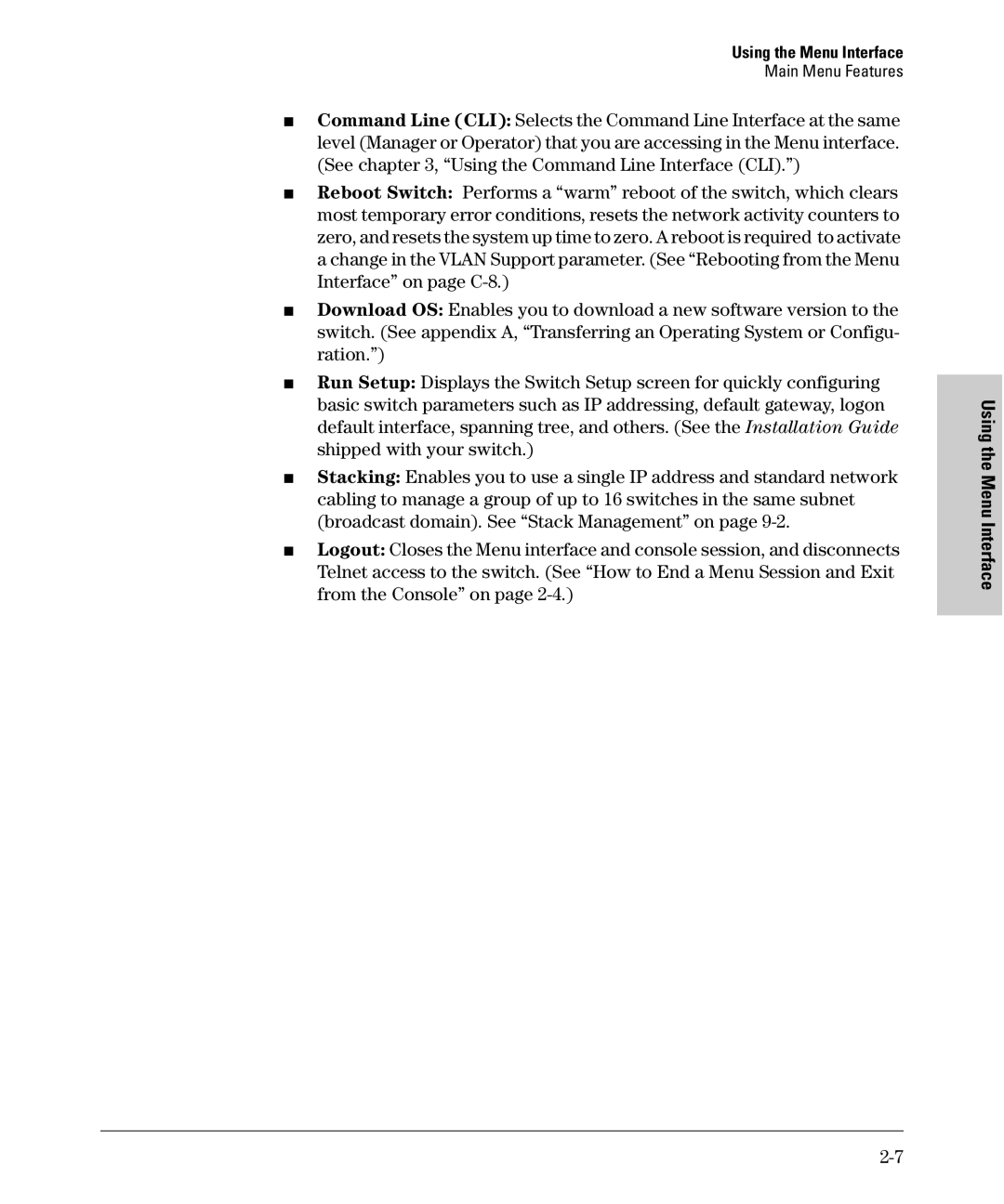 SMC Networks SMC6624M manual Using the Menu Interface 