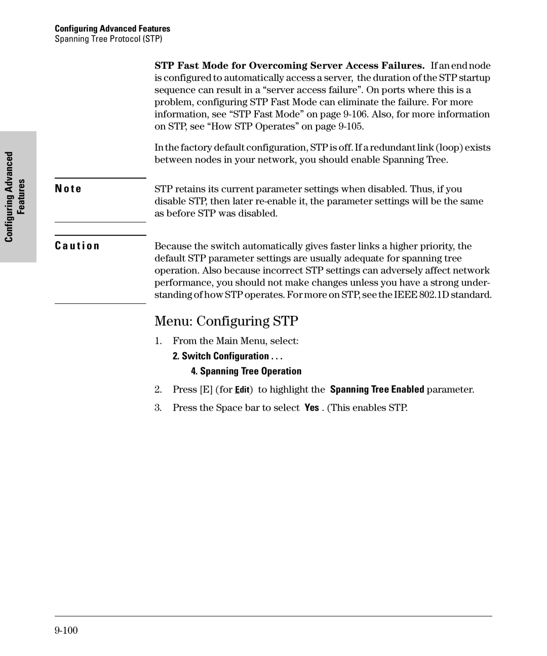 SMC Networks SMC6624M manual Menu Configuring STP, On STP, see How STP Operates on, As before STP was disabled 