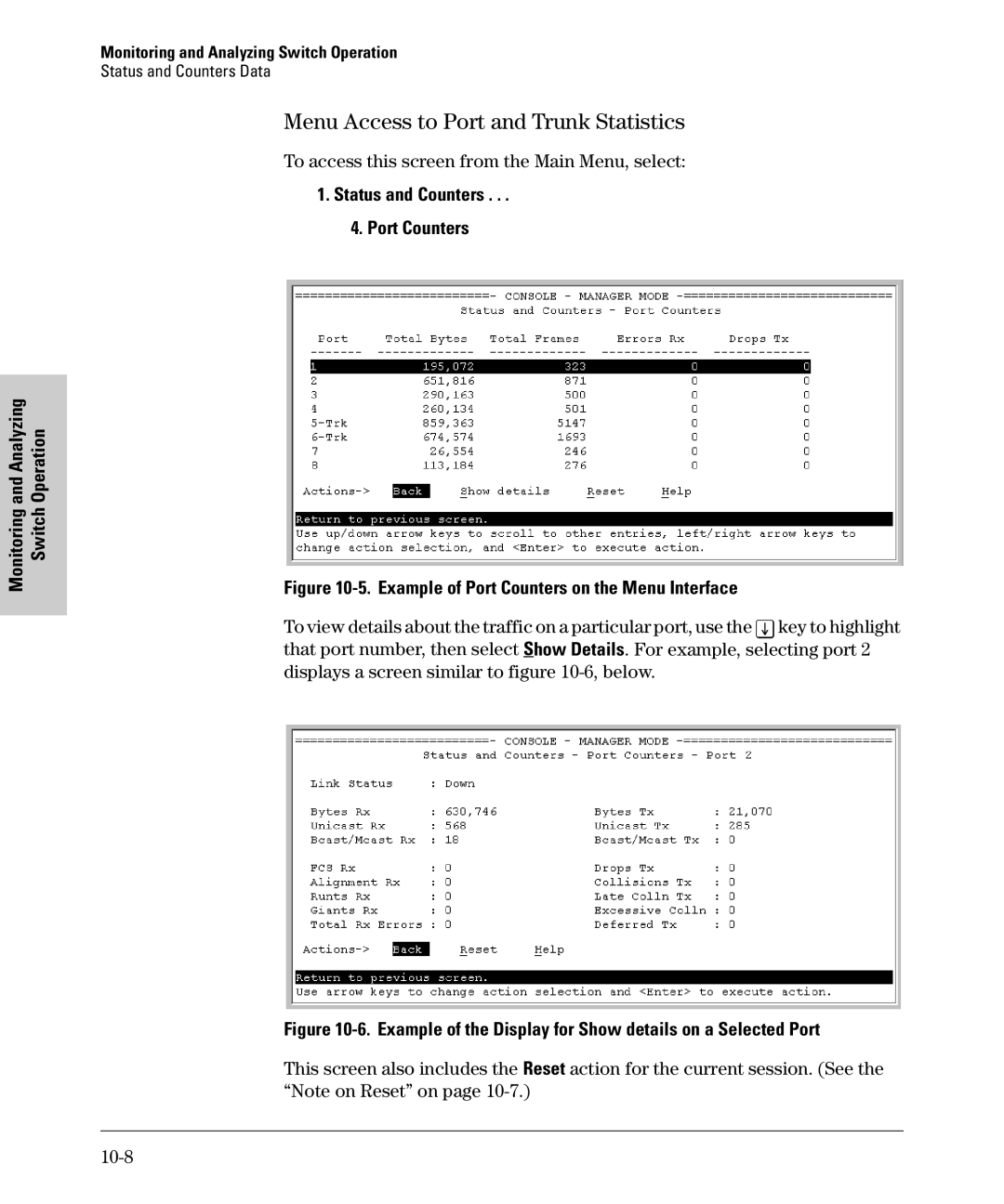 SMC Networks SMC6624M manual Menu Access to Port and Trunk Statistics, To access this screen from the Main Menu, select 